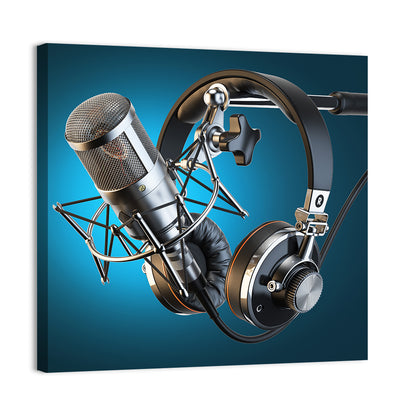 Condenser Microphone and Headphones Wall Art