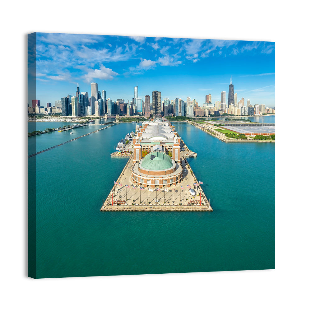 Chicago Navy Pier Aerial View Wall Art