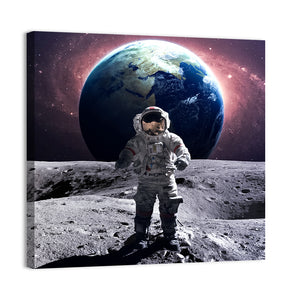 Astronaut At Spacewalk On Moon Wall Art