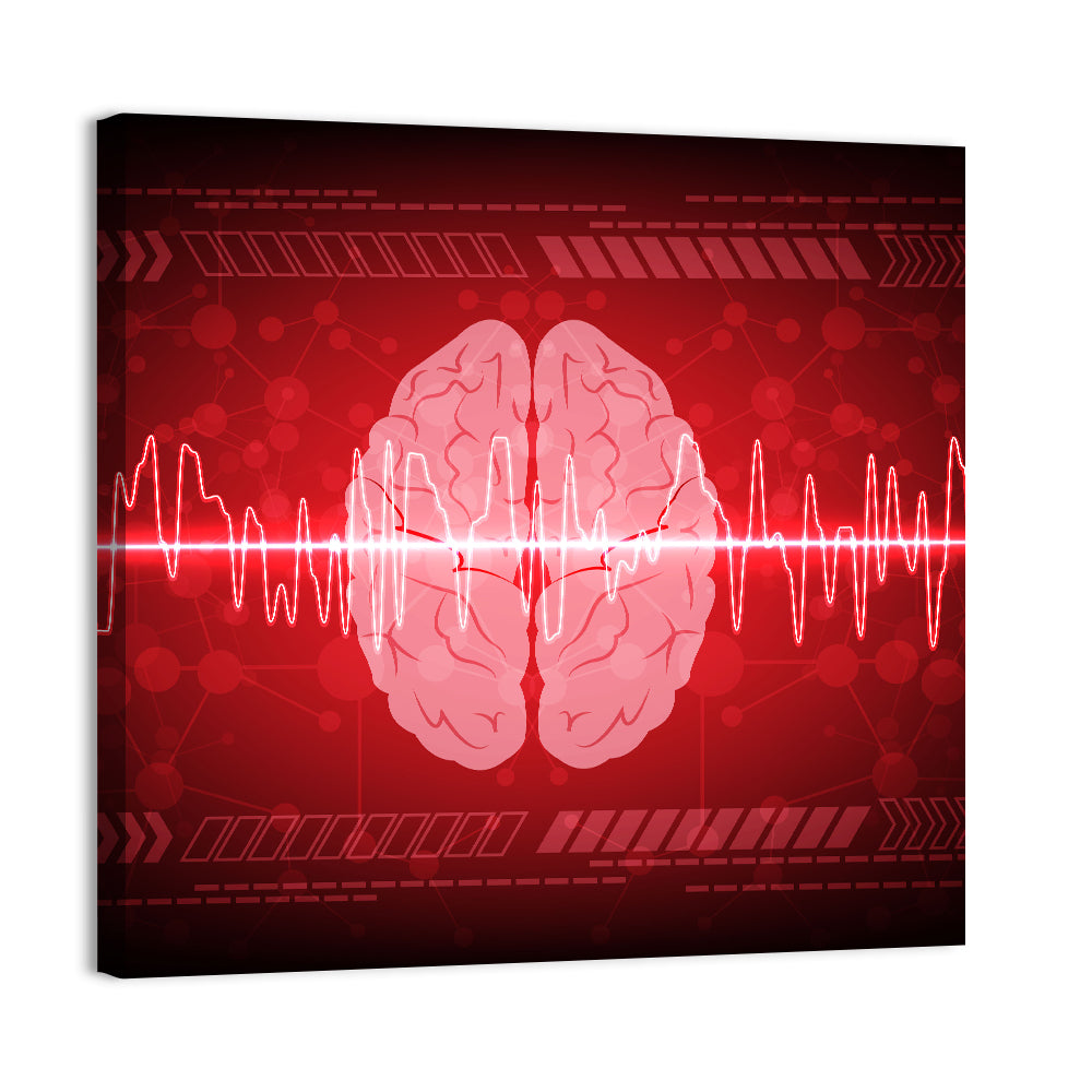 Red Brain Wave Concept Wall Art