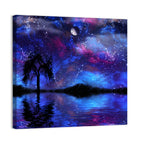 Moonlit Nebula Lake Wall Art