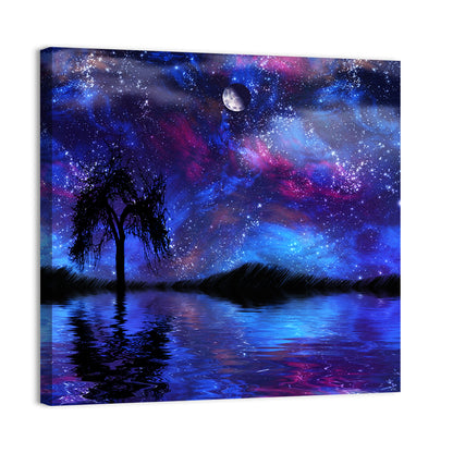 Moonlit Nebula Lake Wall Art