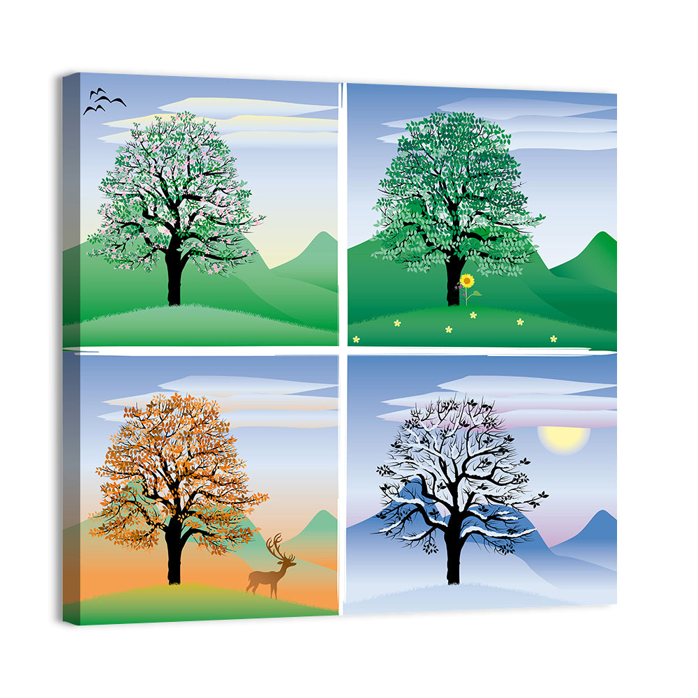 Four Seasons Tree Quadrants Wall Art