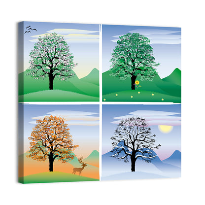 Four Seasons Tree Quadrants Wall Art