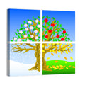 Four Seasons Tree Illustration Wall Art