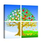 Four Seasons Tree Illustration Wall Art