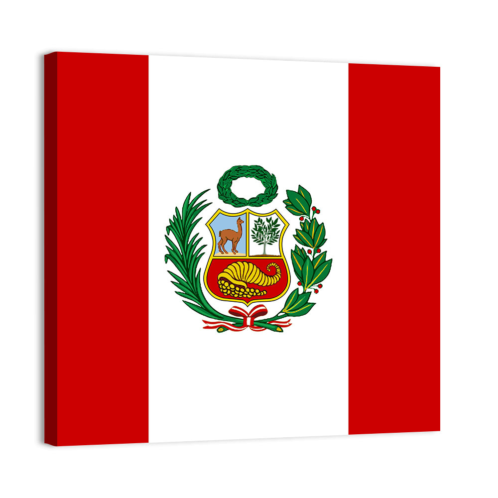 Peruvian Flag with Coat of Arms Wall Art