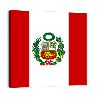 Peruvian Flag With National Emblem Wall Art