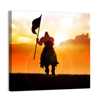 Knight Silhouette at Sunset Wall Art