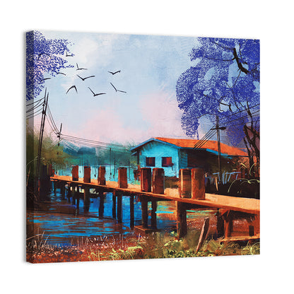 Rustic Fishing Village Pier Wall Art