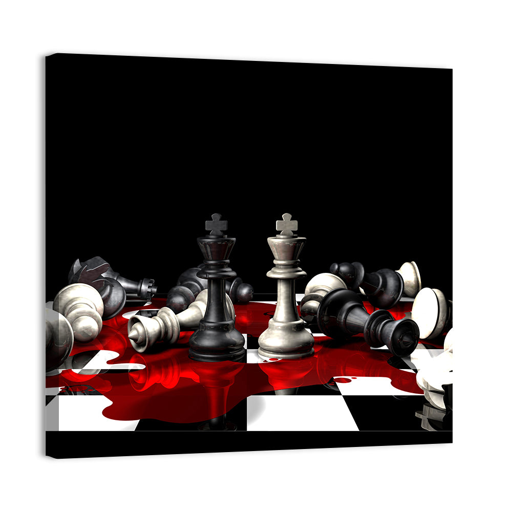 Two Kings on Black Chessboard Wall Art