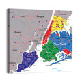 Color-coded New York City Map Wall Art