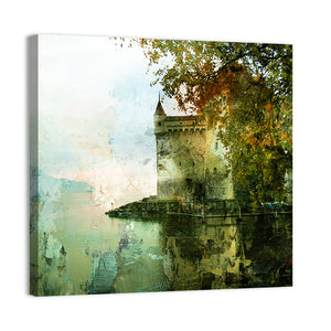 Swiss Castle Beside Lake Wall Art