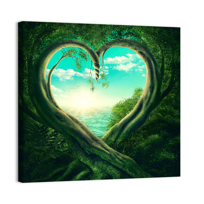 Two Trees Forming a Heart Wall Art