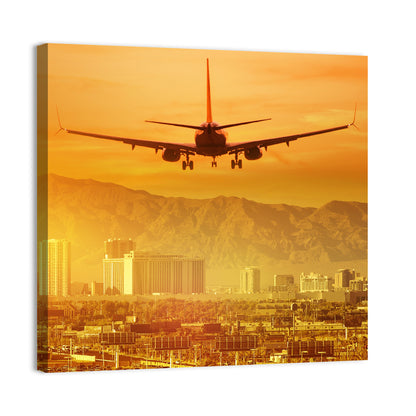 Las Vegas Sunset Plane Landing Wall Art