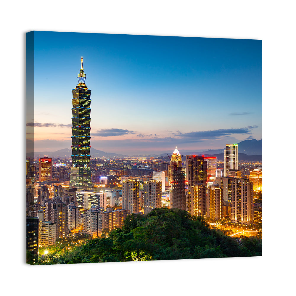 Taipei Skyline at Dusk Wall Art