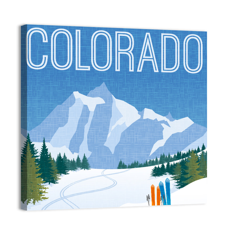 Retro Colorado Ski Scene Wall Art