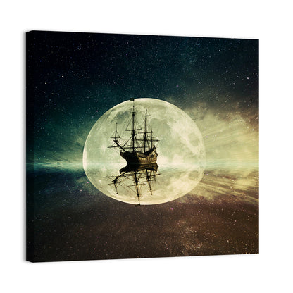 Moonlit Floating Ship Wall Art