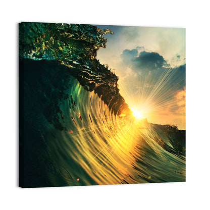 Sunset Through a Curling Wave Wall Art