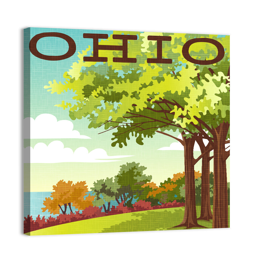 Retro Ohio Travel Illustration Wall Art