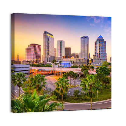 Tampa Downtown Skyline at Sunset Wall Art
