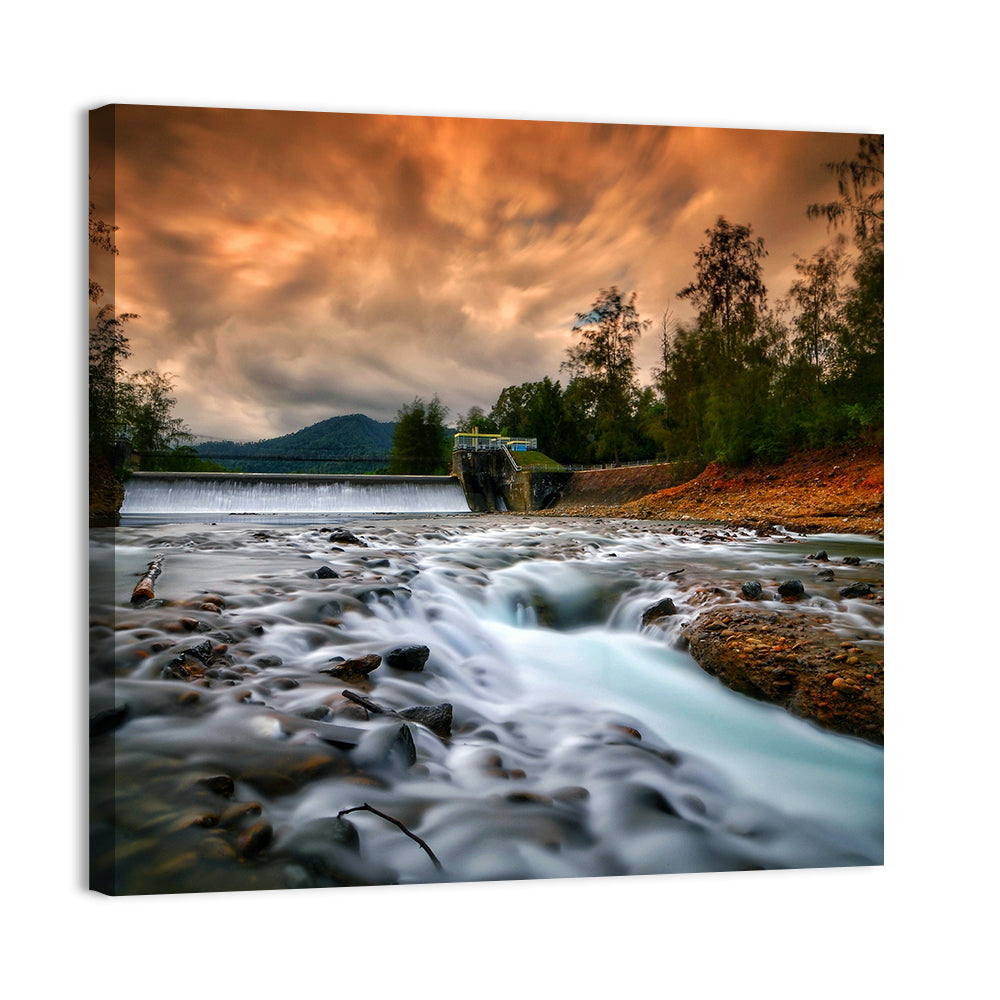 Mentawa Dam at Dusk Wall Art
