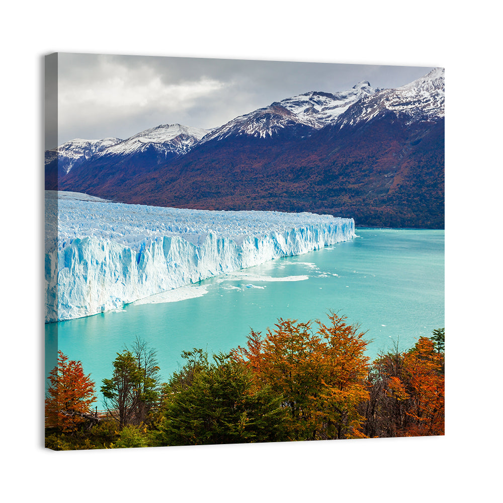 Perito Moreno Glacier with Autumn Foliage Wall Art