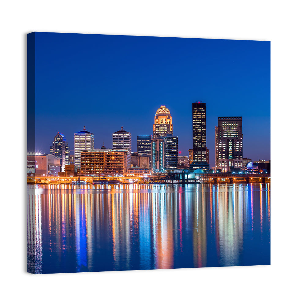 Downtown Louisville Skyline at Night Wall Art