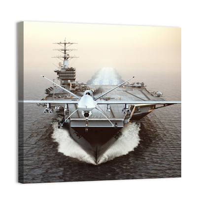 Drone Over Aircraft Carrier Wall Art