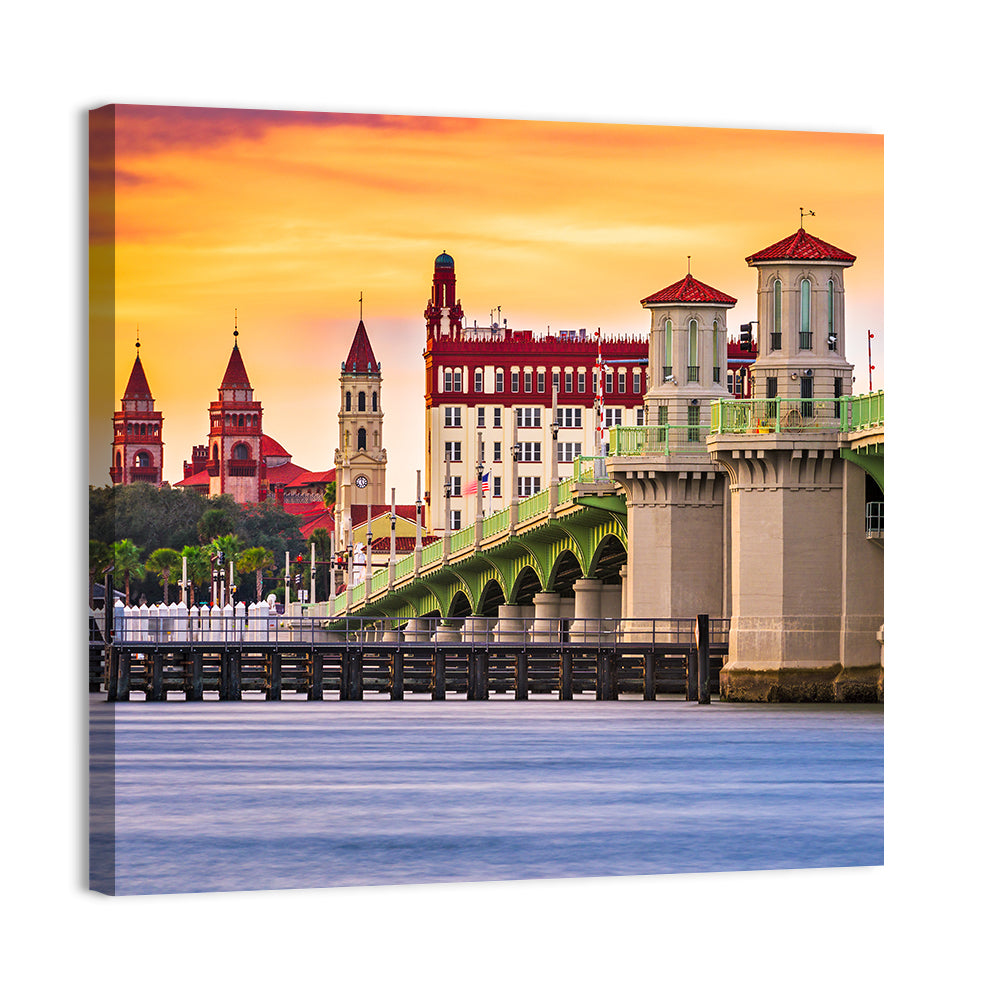 Saint Augustine Bridge of Lions at Dusk Wall Art
