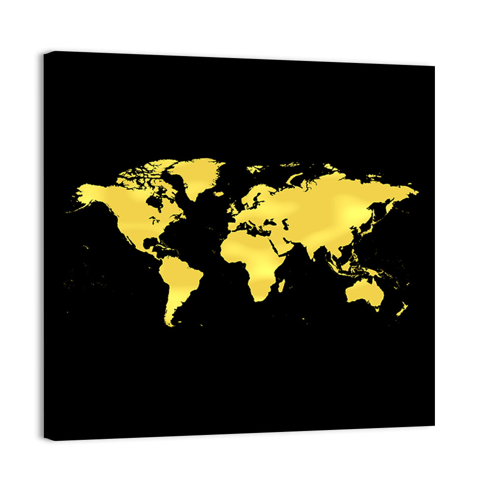 Metallic Gold World Map Wall Art