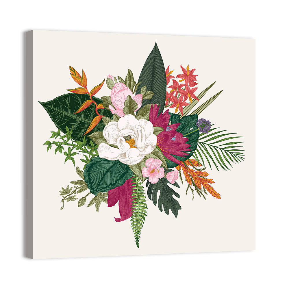Tropical Bouquet with White Flower Wall Art