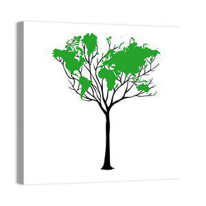 World Map Tree Wall Art