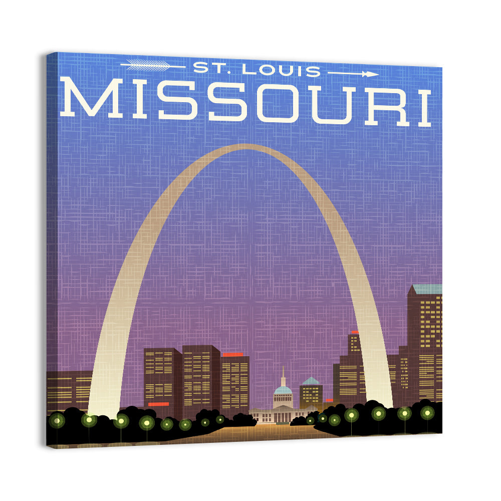 St. Louis Gateway Arch Illustration Wall Art, canvas print, square
