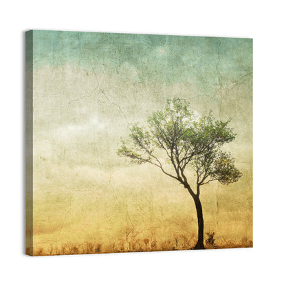 Surreal Tree with Cracked Paint Texture Wall Art