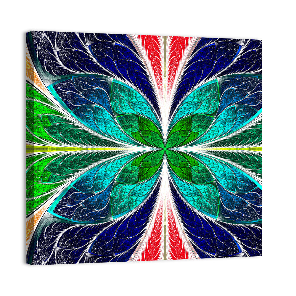 Stained Glass Fractal Floral Pattern Wall Art