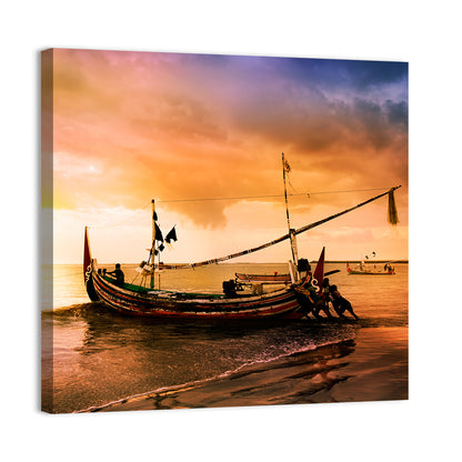 Fishing Boat on Bali Beach Wall Art