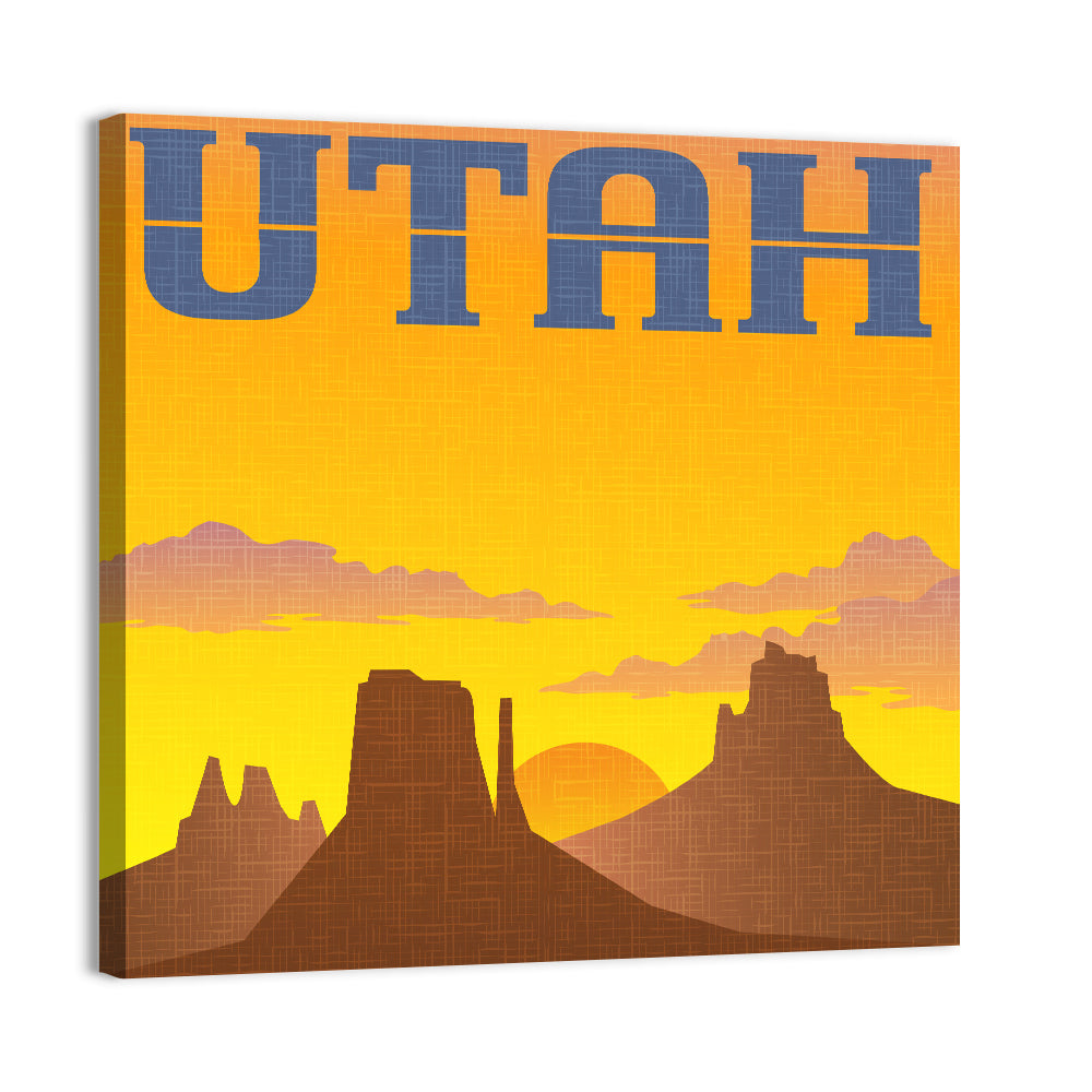 Monument Valley Sunset Wall Art, canvas print, square