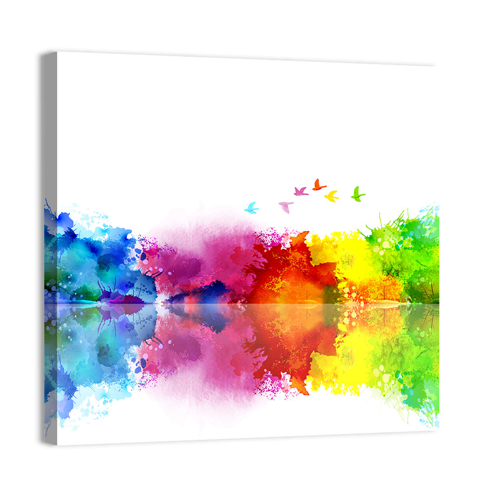 Mirrored Flock of Birds Watercolor Wall Art