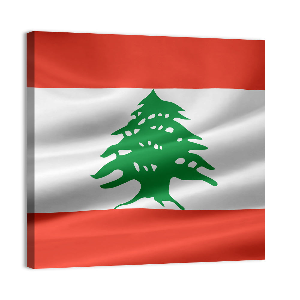 Lebanon Flag with Cedar Emblem Wall Art