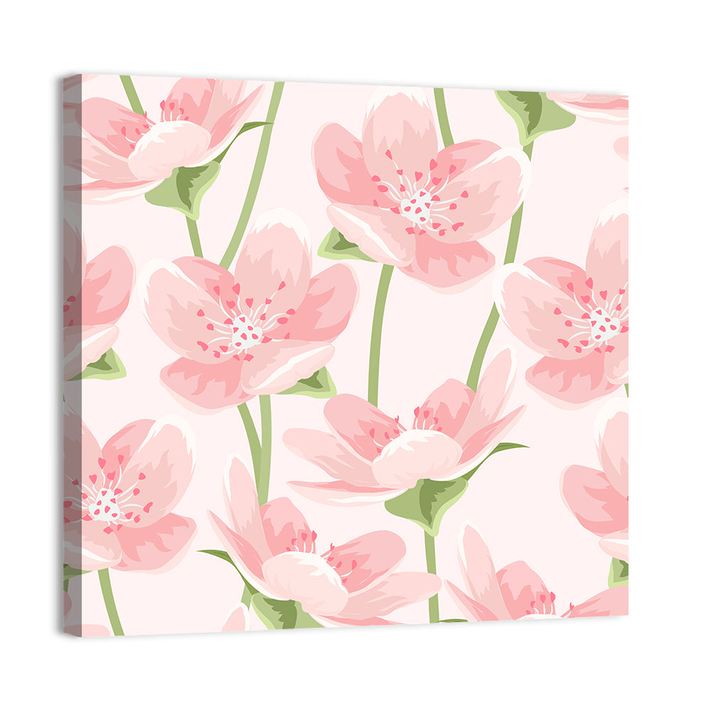 Spring Pink Sakura Magnolia Pattern Wall Art