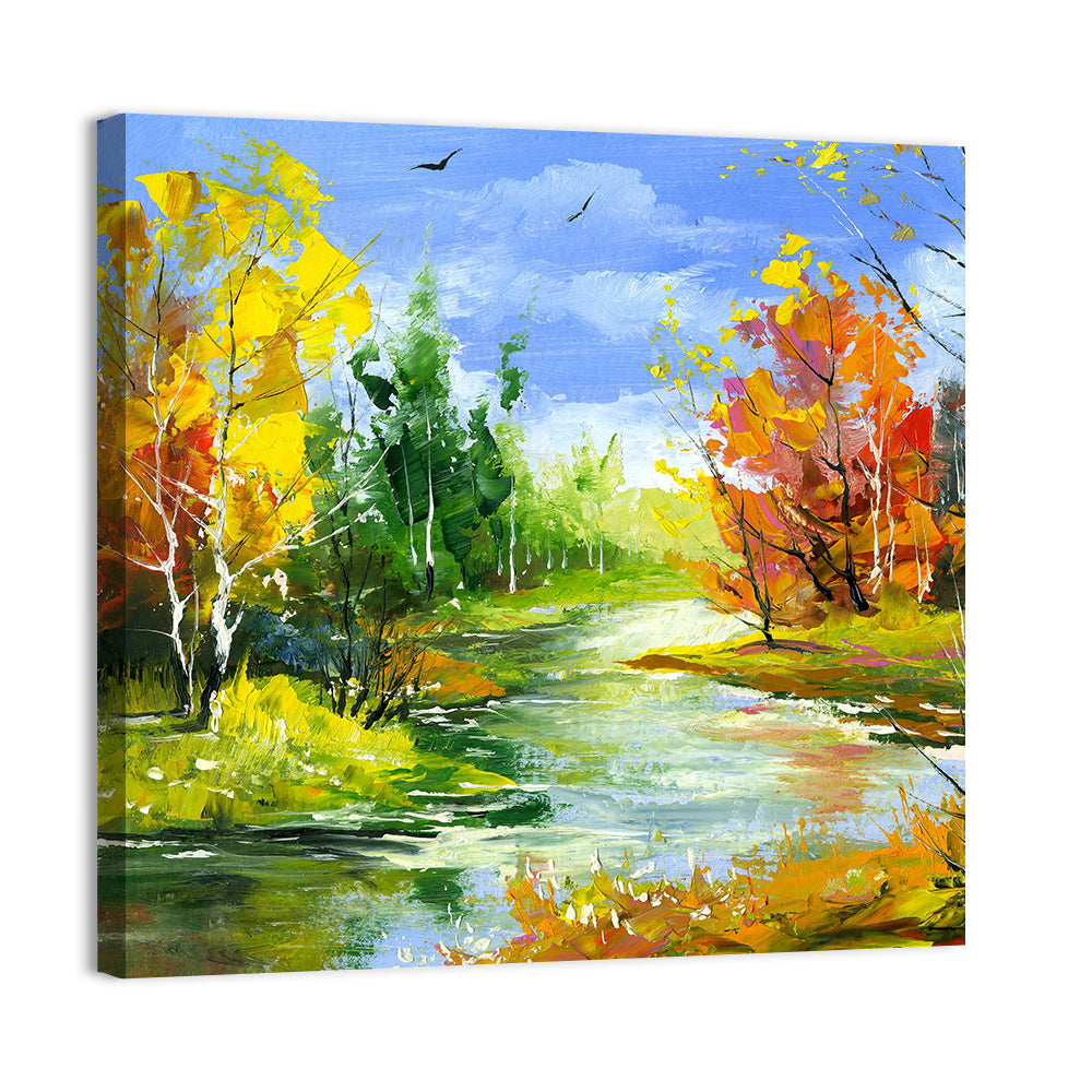 Winding Autumn Stream Wall Art