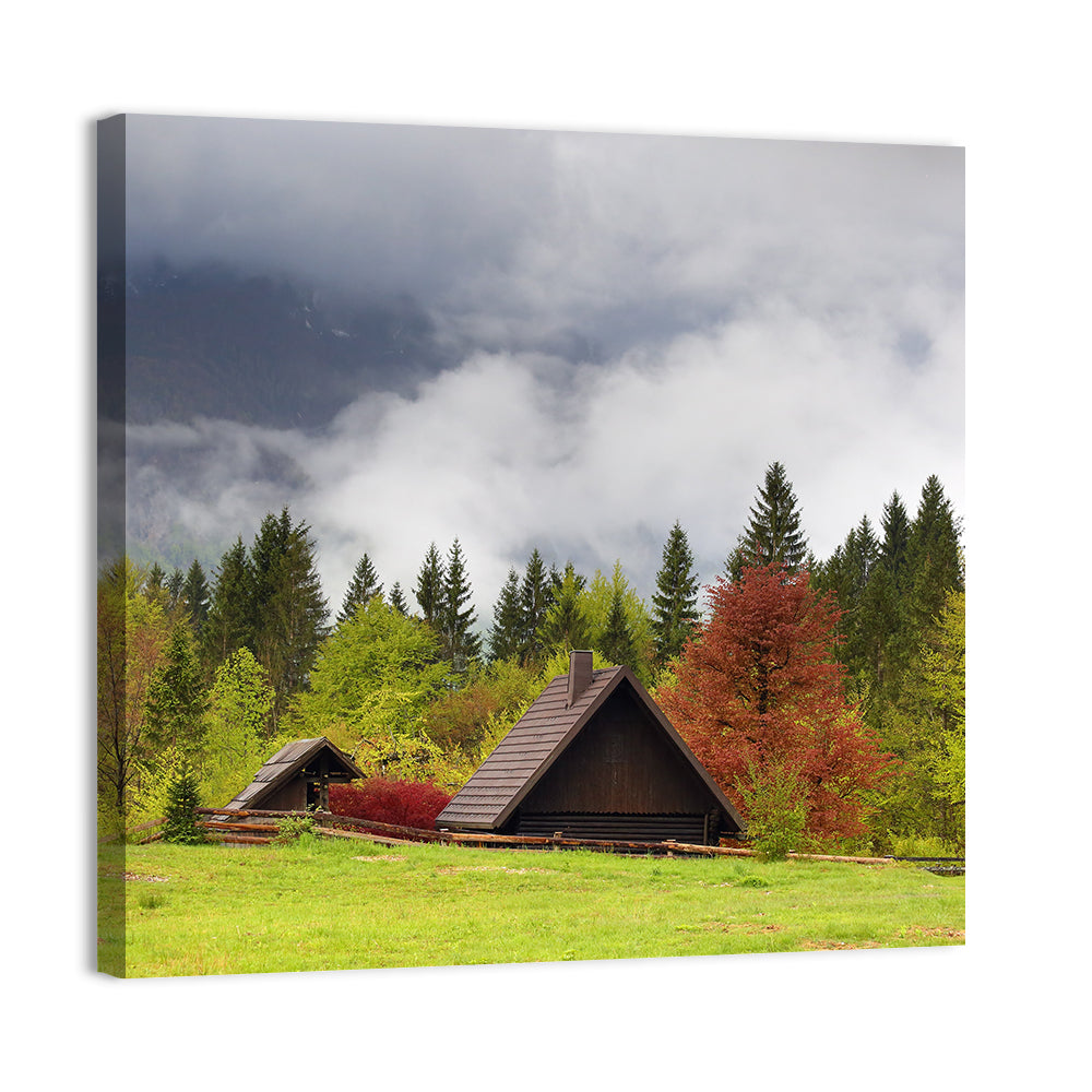 Slovenian Alps Cabin in Fog Wall Art