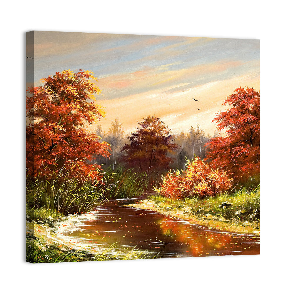 Winding Autumn River Wall Art