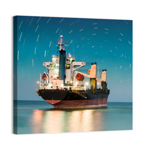 Ship Freighter With Star Tail Sky Wall Art