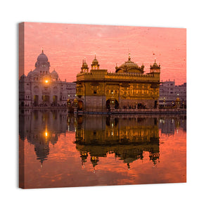 Sunset At Golden Temple In Amritsar Wall Art