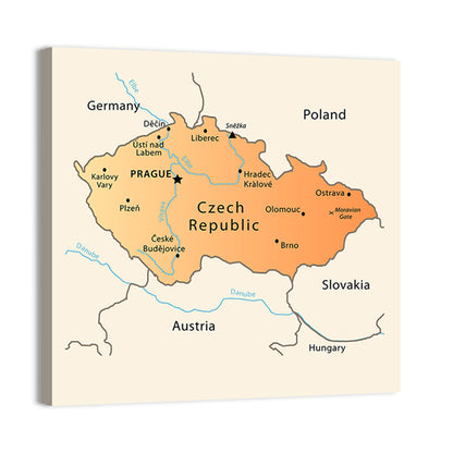 Czech Republic Topographic Map Wall Art