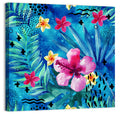 Summer Hibiscus and Frangipani Abstract Wall Art