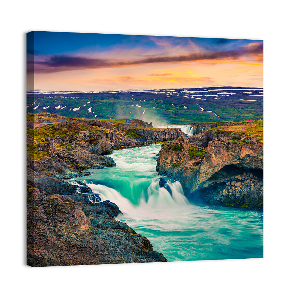 Godafoss Sunset Cascade Wall Art