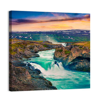 Godafoss Sunset Cascade Wall Art